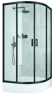 Sprchovací kút Liveno Ultra, dvojité posuvné dvere 80 x 80 cm + polkruhová sprchová vanička Vena Korfu/Como/Hall 80 x 80 cm